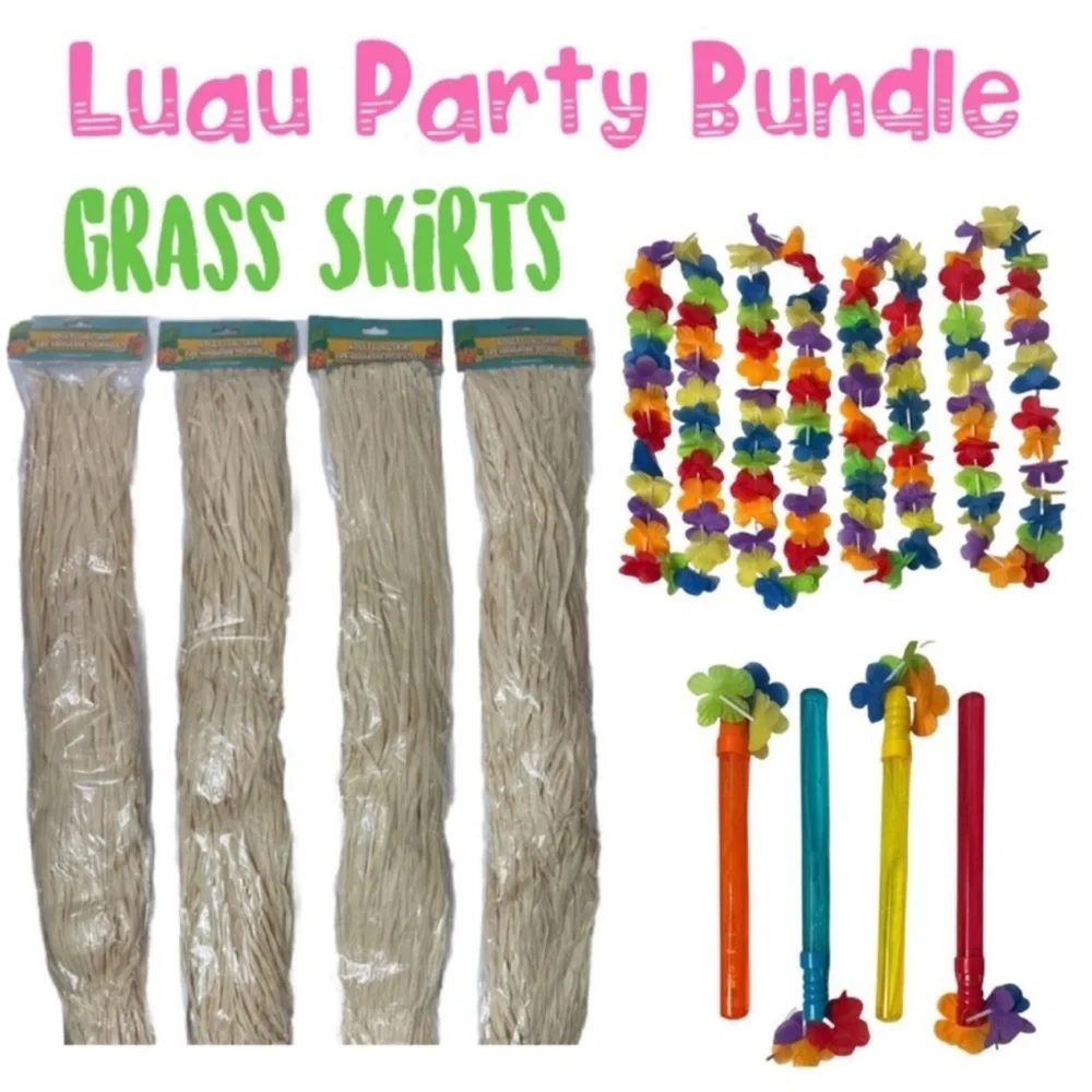 Luau Adult Costume Grass Skirt Tropical Hawaiian Tiki Bar Dance Hula Party Set